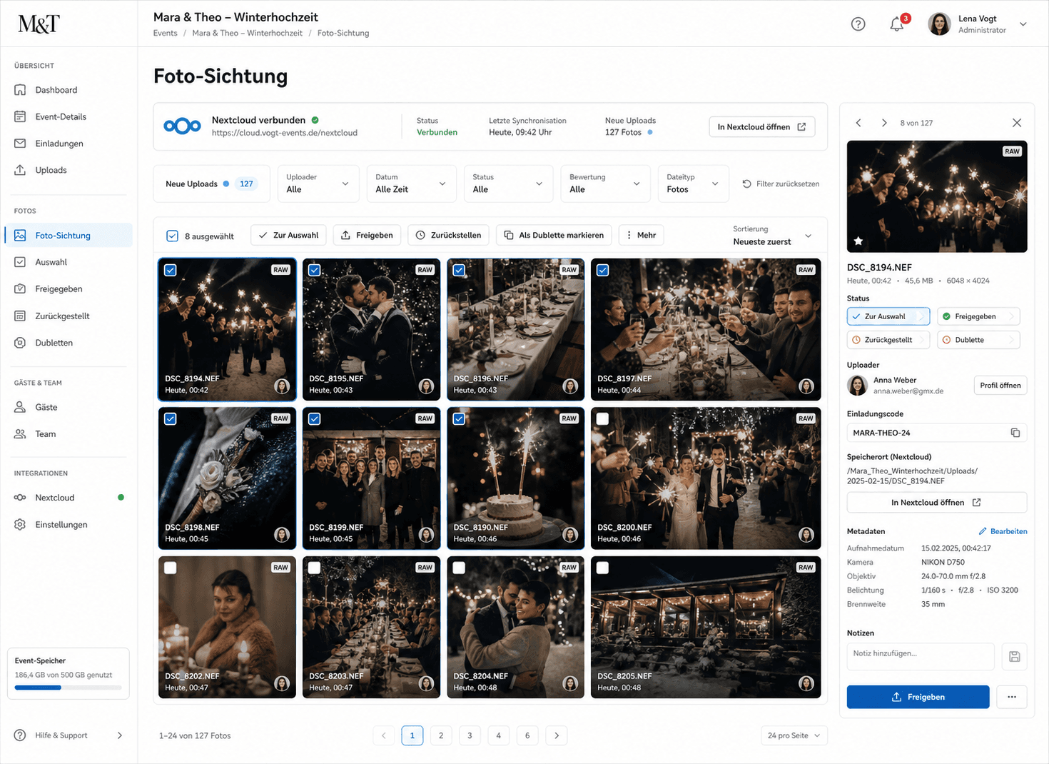 Mobiler Hochzeitspass und RSVP-Ansicht
